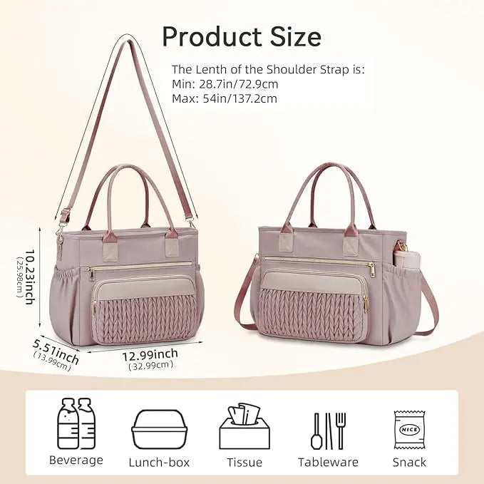 Insulated Lunch Tote for Women – Stylish Leakproof Cooler Bag with Adjustable Strap & Side Pockets