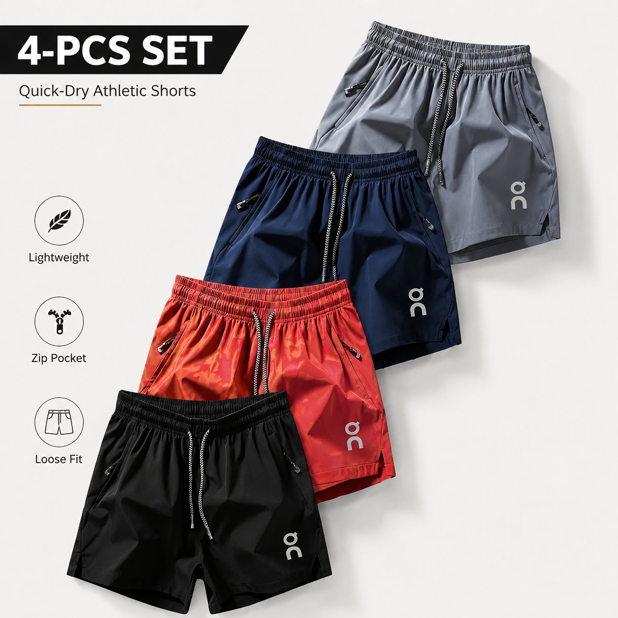 ❄️ Ice Silk Quick-Dry Athletic Gym Shorts 4-Piece Pack – Unrestricted Breathable Comfort