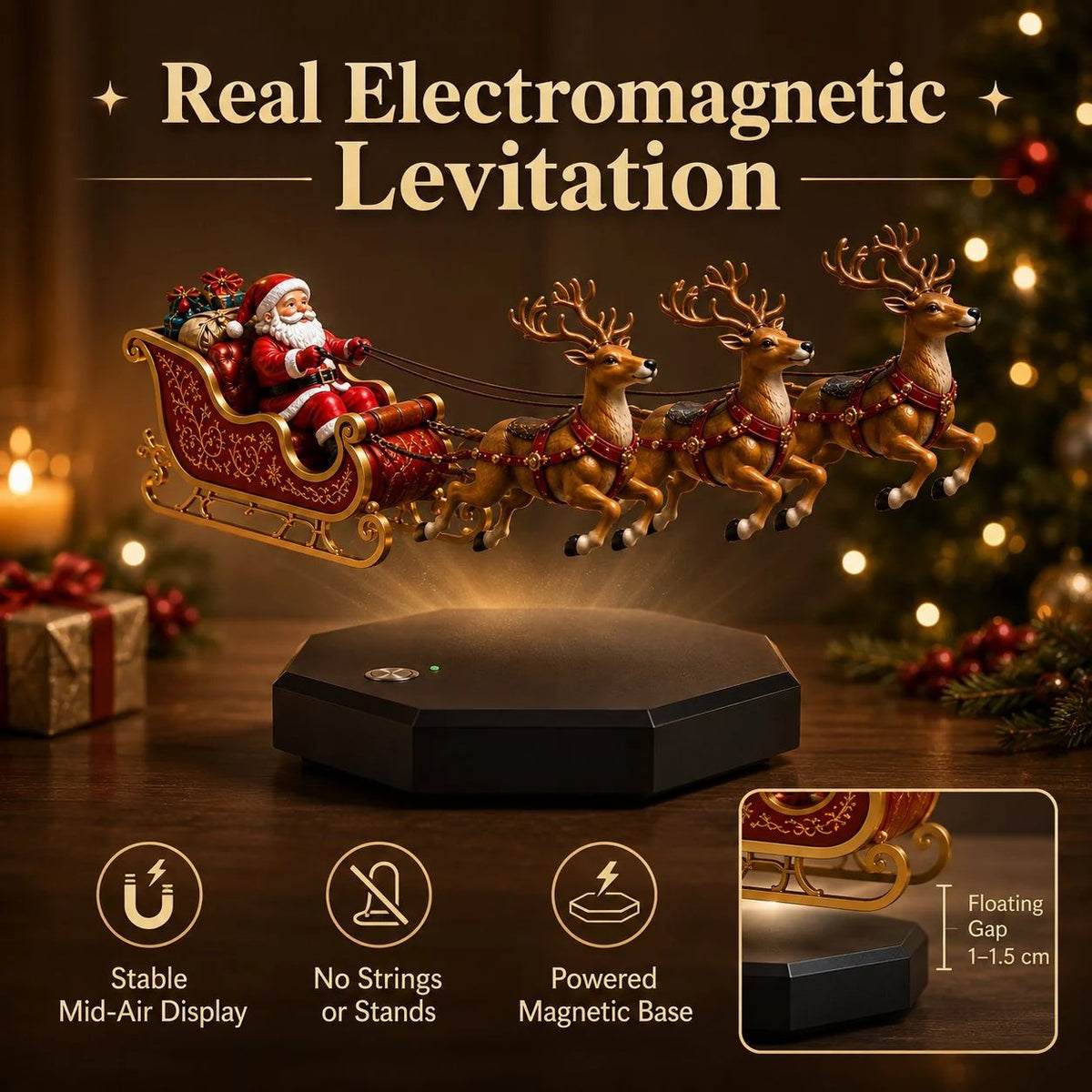 🔥🎅 Santa’s Flying Sleigh — Magnetic Levitation Christmas Display ✨