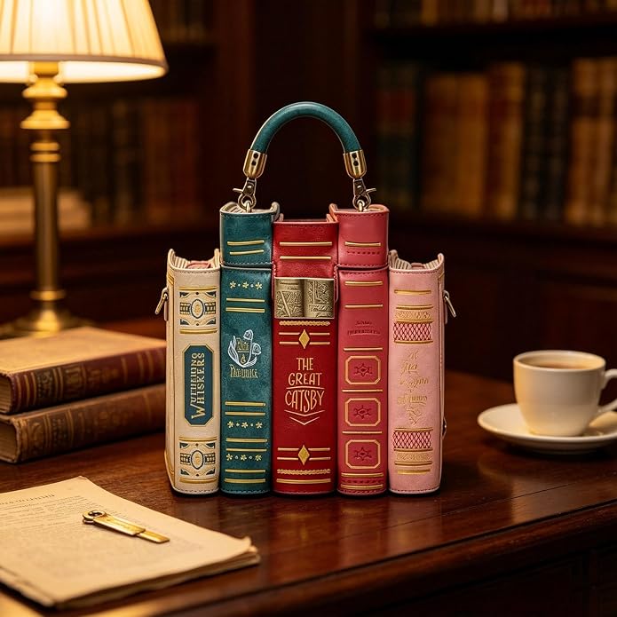 The Literary Stack Handbag – Vintage Crossbody & Top Handle Bag