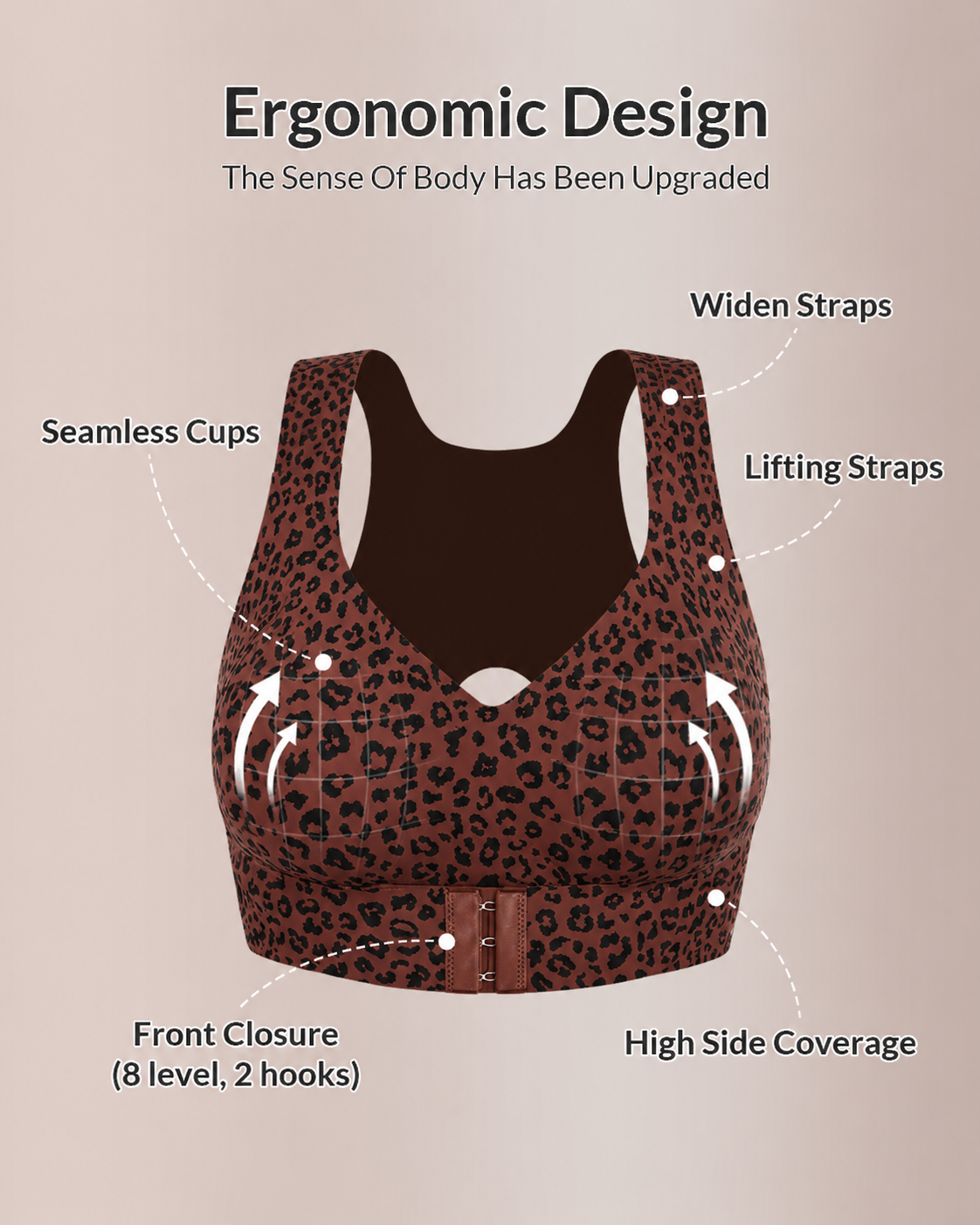 Front Closure Cross-Back Wireless Posture Bra