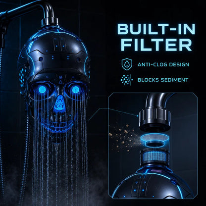Cyber Mecha Skull Color Changing LED Shower Head