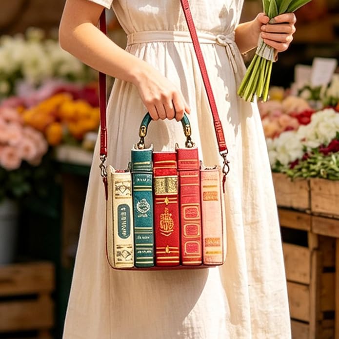 The Literary Stack Handbag – Vintage Crossbody & Top Handle Bag