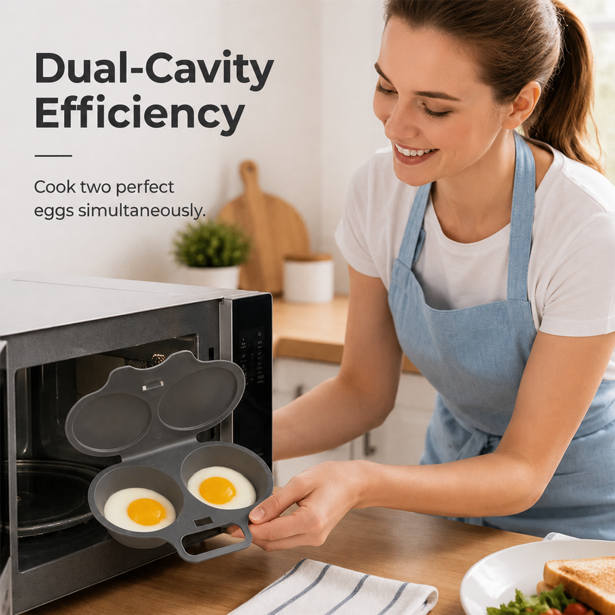 🥳2026 HOT SALE🥳💞50K+ SOLD! 🥗🎁 50% OFF! Microwave Egg Poacher——Dual‑cavity, non‑stick & easy clean. Healthier than frying – stock up & save! 🏠✅✨