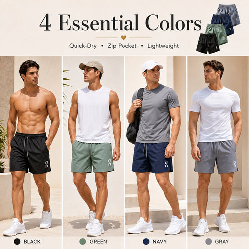 ❄️ Ice Silk Quick-Dry Athletic Gym Shorts 4-Piece Pack – Unrestricted Breathable Comfort
