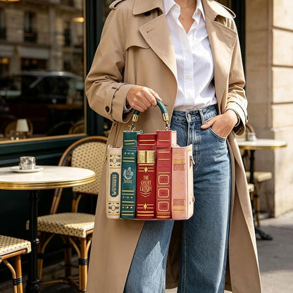 The Literary Stack Handbag – Vintage Crossbody & Top Handle Bag