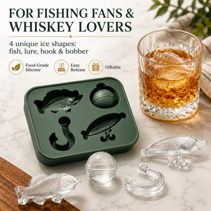 🎣 Fishing-Themed Ice Mold – Fish, Lure, Hook & Bobber Shapes