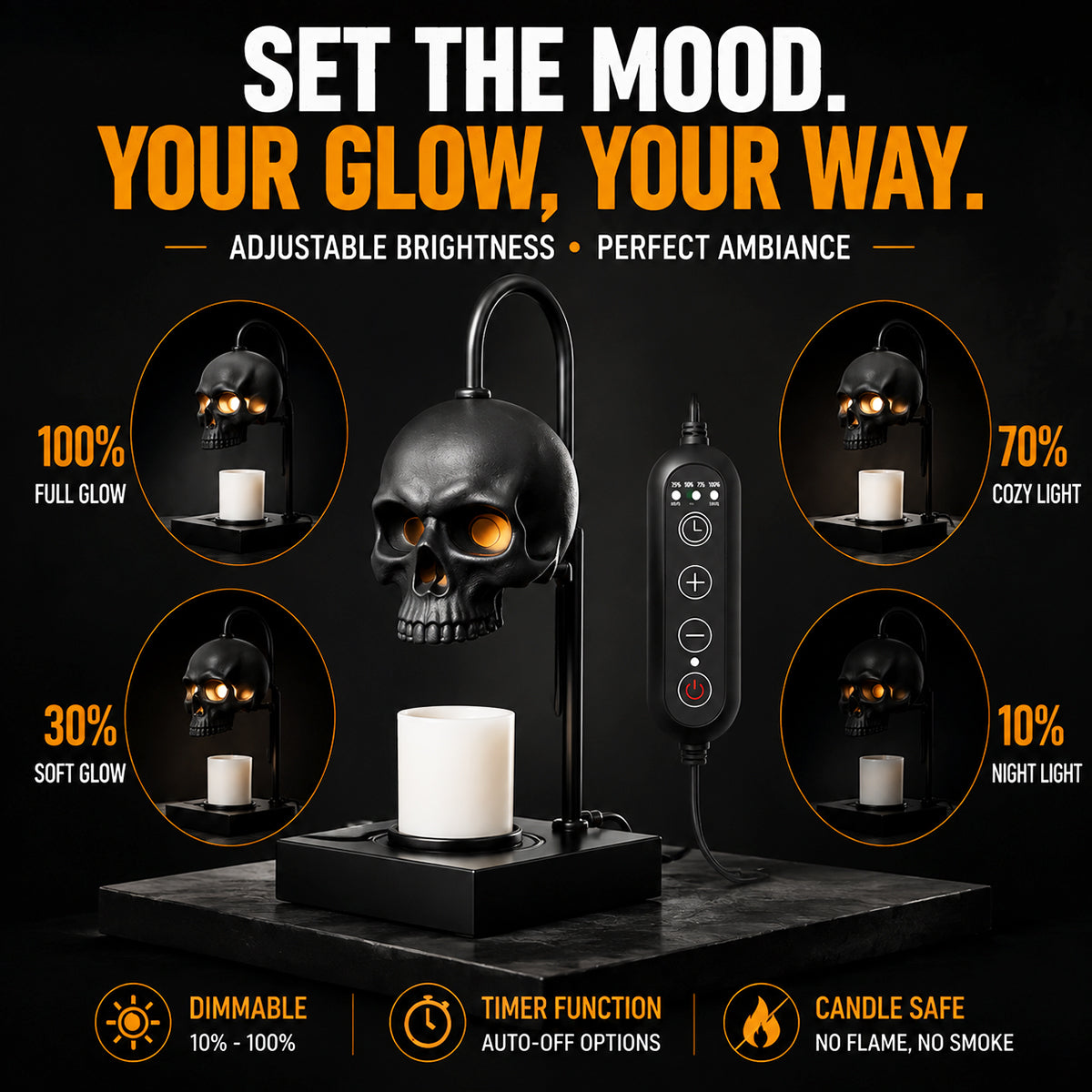 Gothic Skull Candle Warmer Lamp