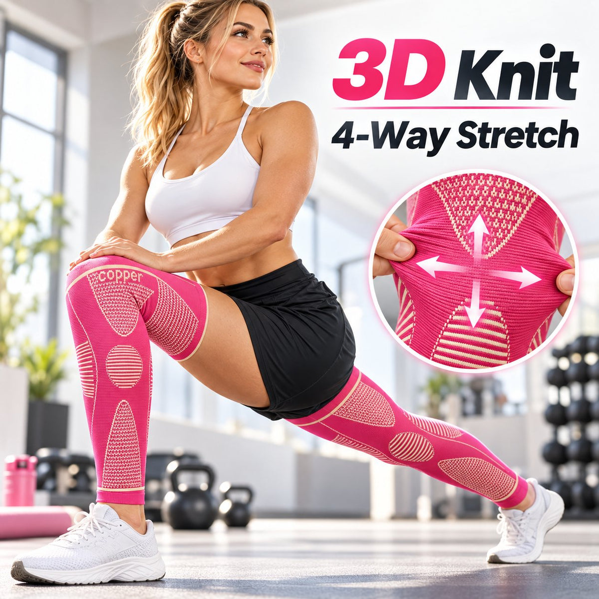 Copper Infused Graduated Leg Support Covers Non-Slip Compression Wraps for Sports Training & Daily Recovery