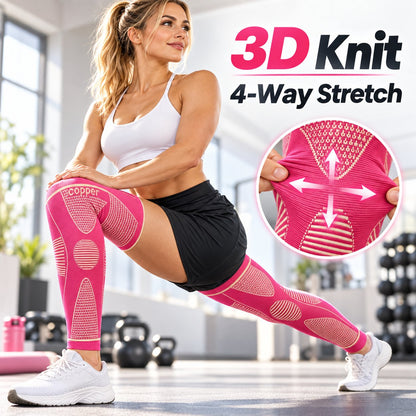 Copper Infused Graduated Leg Support Covers Non-Slip Compression Wraps for Sports Training & Daily Recovery