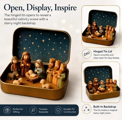 🔥✝️Religious Pocket-Size Mini Nativity Scene Set with Storage Box