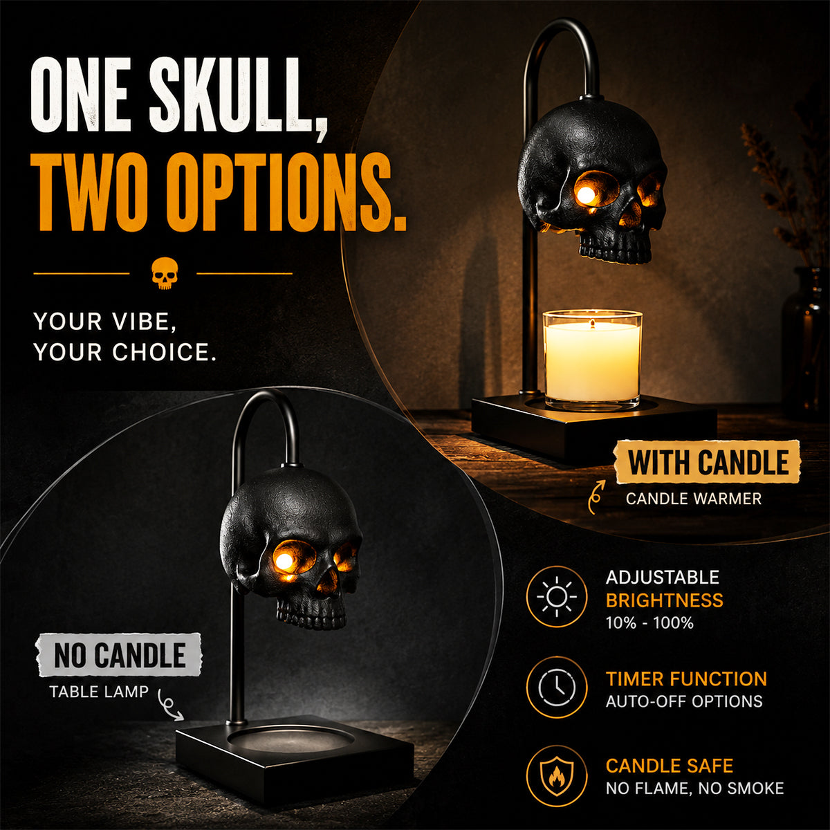 Gothic Skull Candle Warmer Lamp