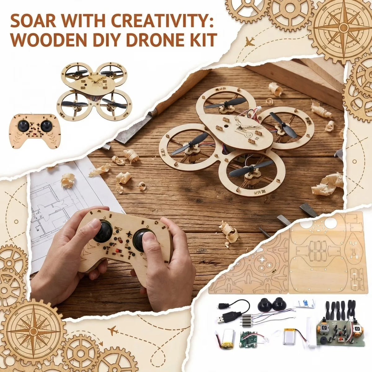 🔥Last Day 69% OFF-Wooden Drone DIY Assembly Kit