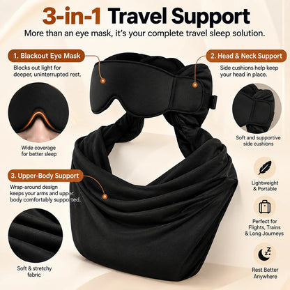 ✈️  3-in-1 Travel Sleep Support – Blackout Eye Mask & Head Support