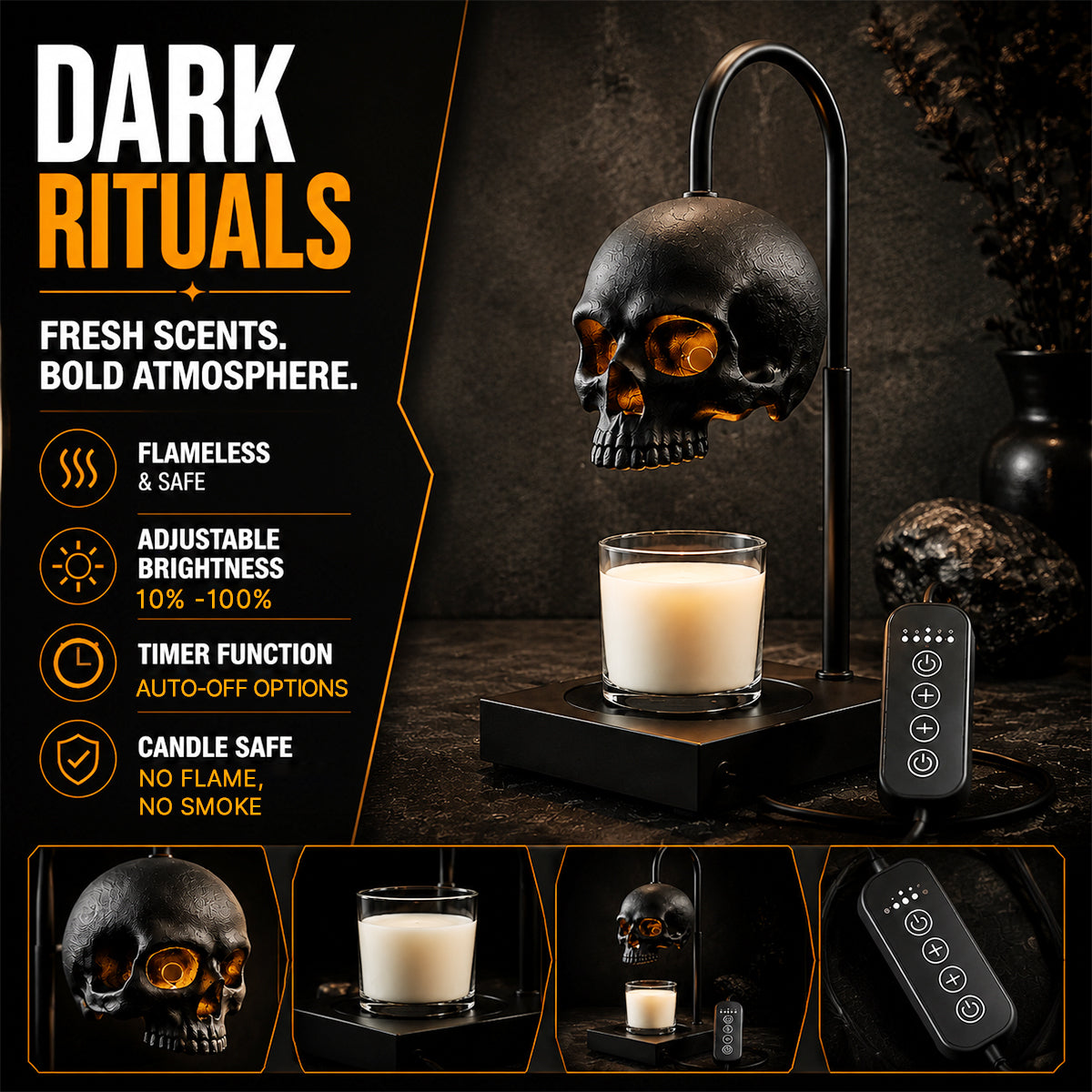Gothic Skull Candle Warmer Lamp