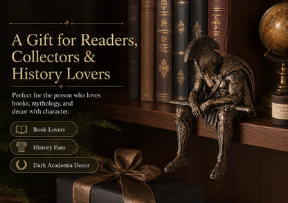 Ancient Greek Warrior Shelf Sitter – Unique Bookshelf Decor