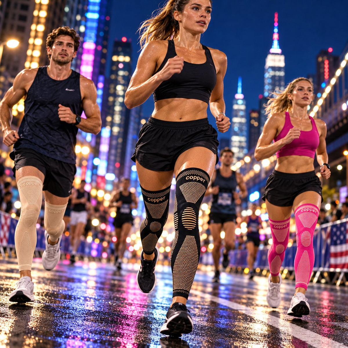 Copper Infused Graduated Leg Support Covers Non-Slip Compression Wraps for Sports Training & Daily Recovery