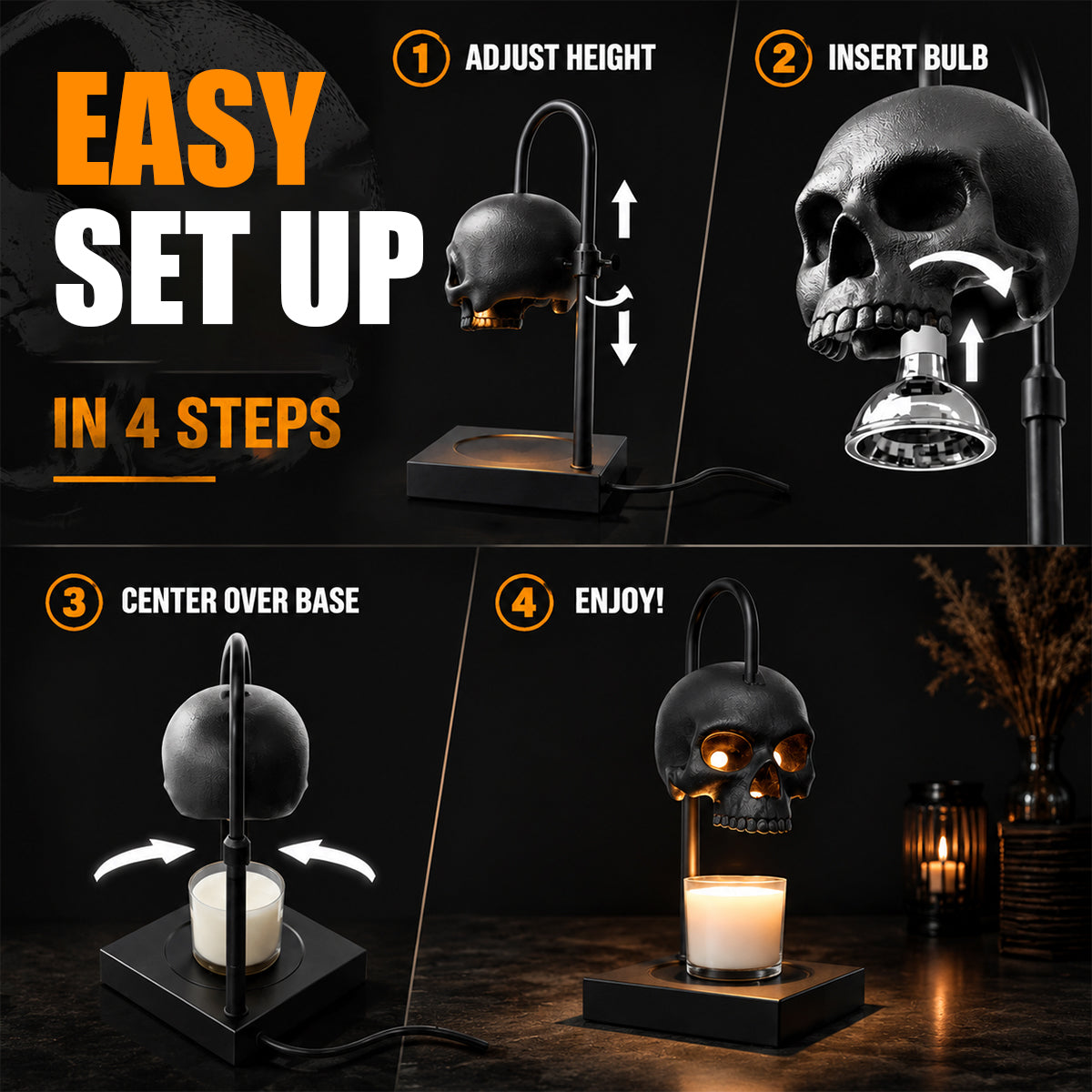 Gothic Skull Candle Warmer Lamp