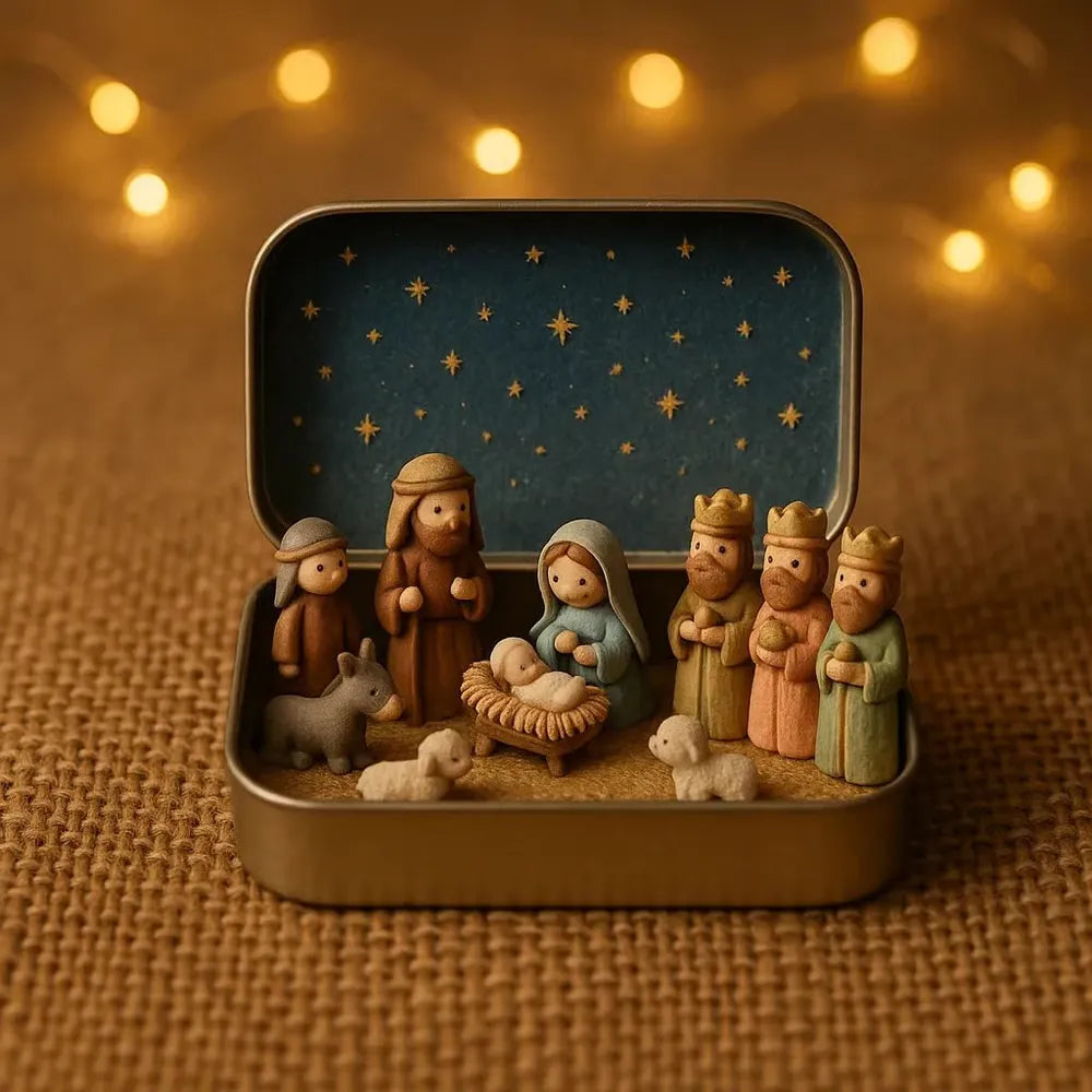 🔥✝️Religious Pocket-Size Mini Nativity Scene Set with Storage Box