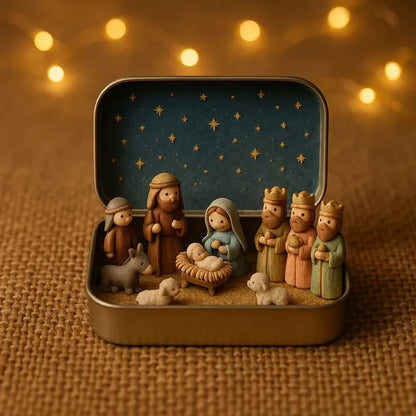🔥✝️Religious Pocket-Size Mini Nativity Scene Set with Storage Box