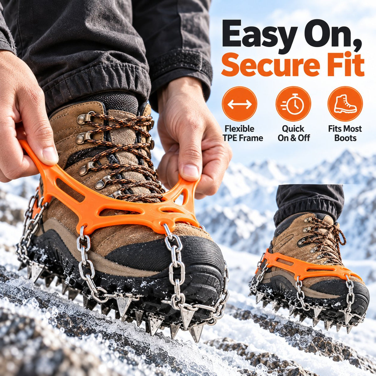 🧗‍♂️8/10-Tooth Welded Chain Crampons | Non-Slip Snow Ice Grips for Outdoor Hiking❄️
