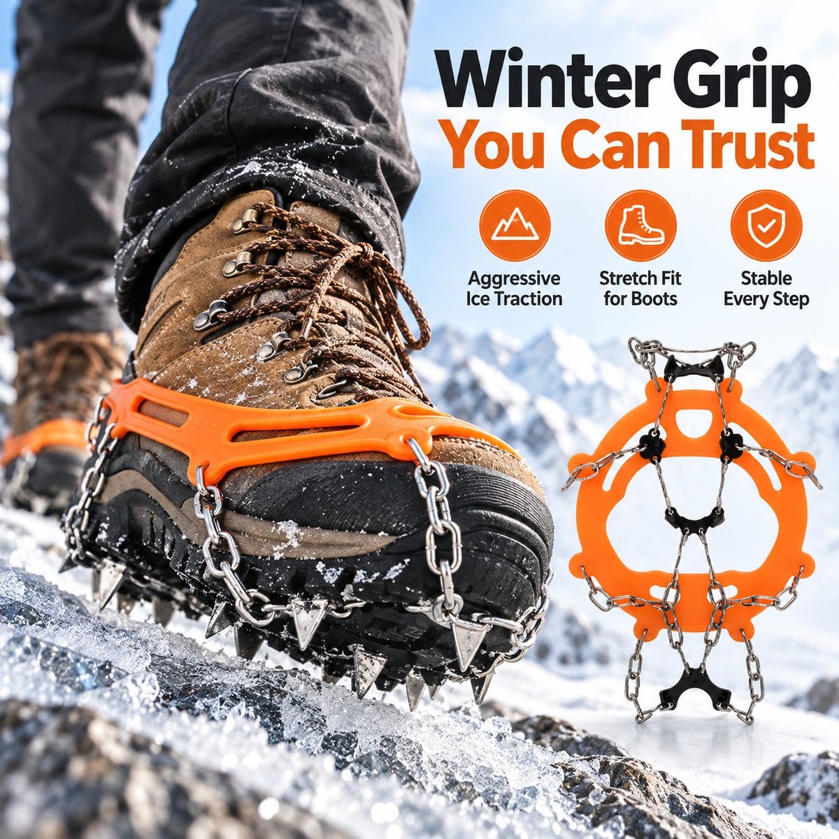 🧗‍♂️8/10-Tooth Welded Chain Crampons | Non-Slip Snow Ice Grips for Outdoor Hiking❄️