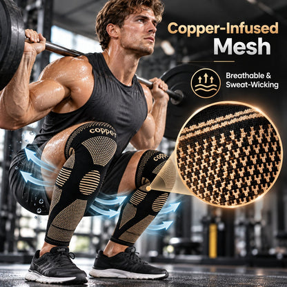 Copper Infused Graduated Leg Support Covers Non-Slip Compression Wraps for Sports Training & Daily Recovery