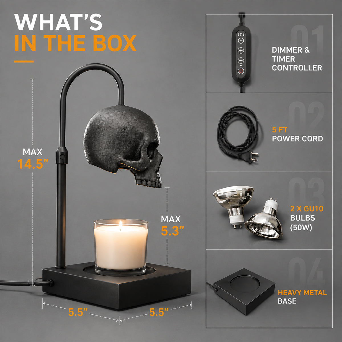 Gothic Skull Candle Warmer Lamp