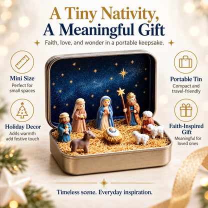 🔥✝️Religious Pocket-Size Mini Nativity Scene Set with Storage Box