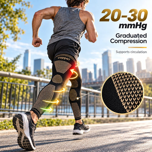 Copper Infused Graduated Leg Support Covers Non-Slip Compression Wraps for Sports Training & Daily Recovery