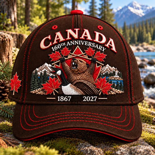 🍁 Canada 160th Anniversary 1867–2027 – Premium Embroidered Heritage Cap (100% Cotton)