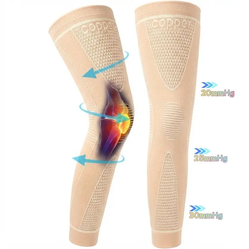 Copper Infused Graduated Leg Support Covers Non-Slip Compression Wraps for Sports Training & Daily Recovery