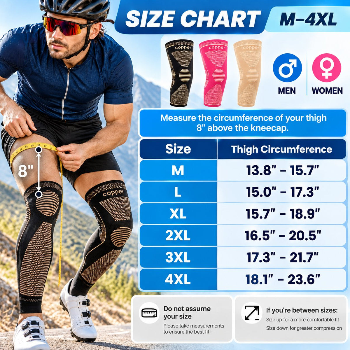 Copper Infused Graduated Leg Support Covers Non-Slip Compression Wraps for Sports Training & Daily Recovery