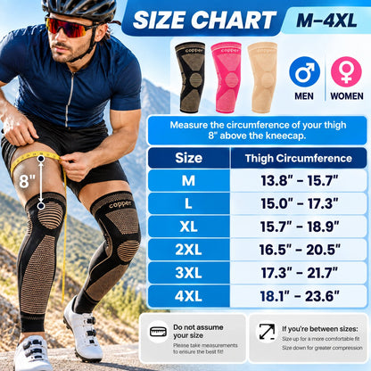 Copper Infused Graduated Leg Support Covers Non-Slip Compression Wraps for Sports Training & Daily Recovery