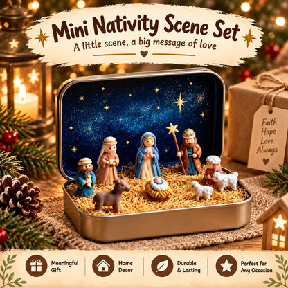 🔥✝️Religious Pocket-Size Mini Nativity Scene Set with Storage Box