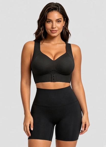 Cross Back Front Closure Wireless Posture Support Bra