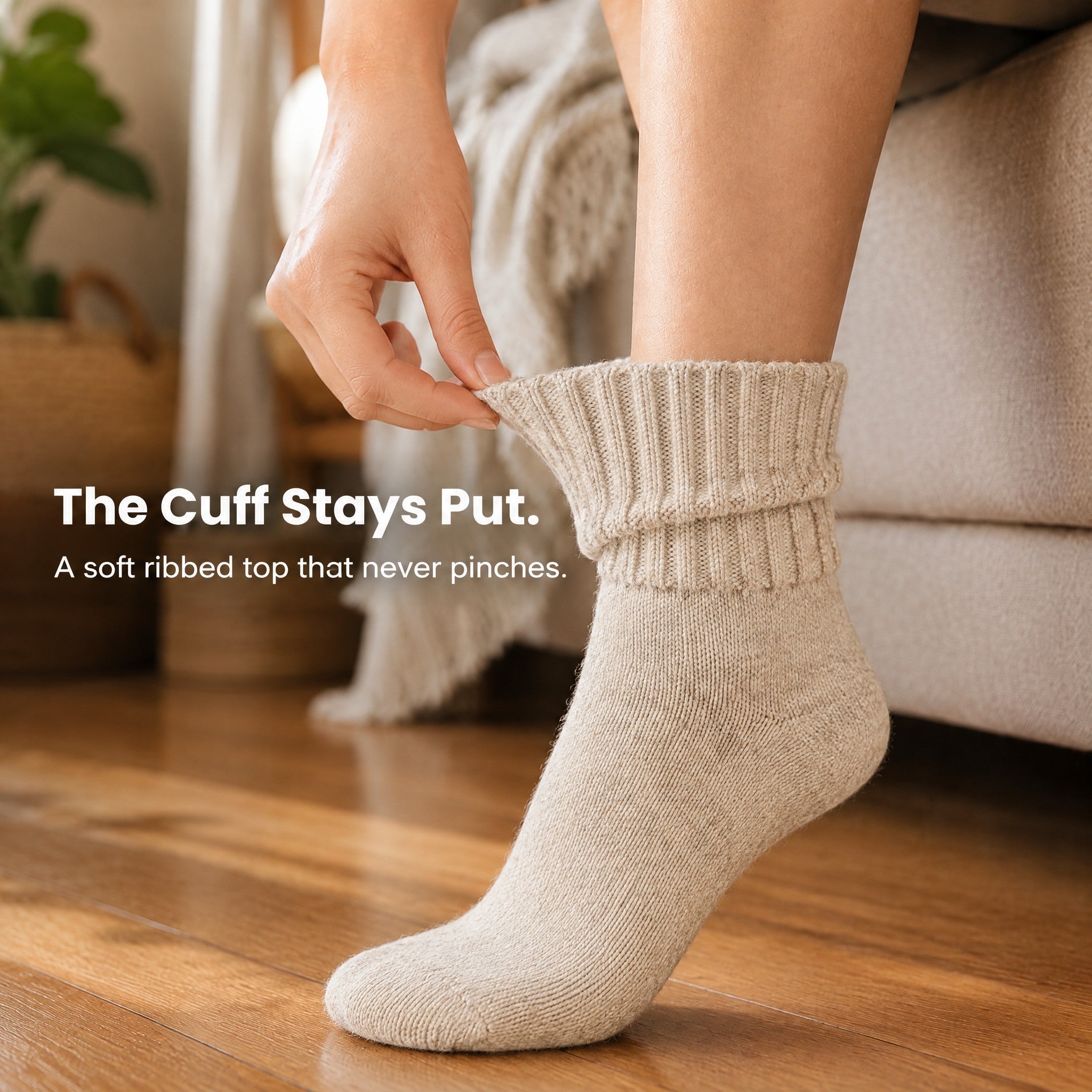 Comfortable ribbed sock cuff
